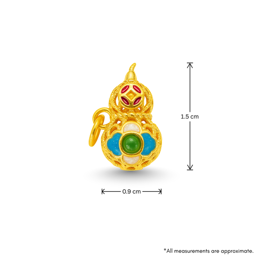 24k Gold Hetian Jade Calabash Charm