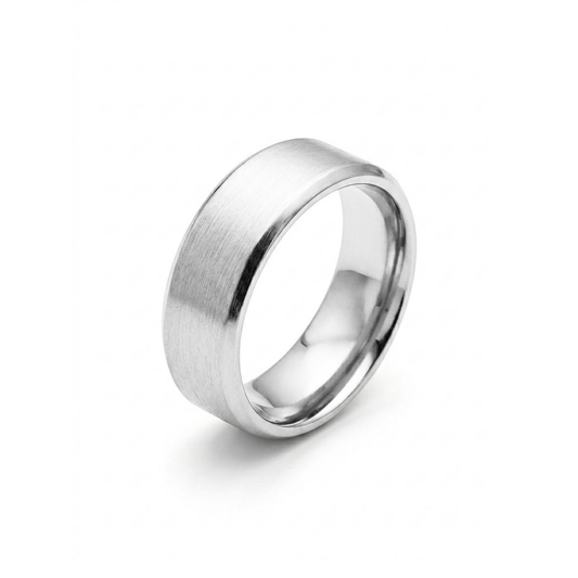 8mm Tungsten Wedding Ring Band in White