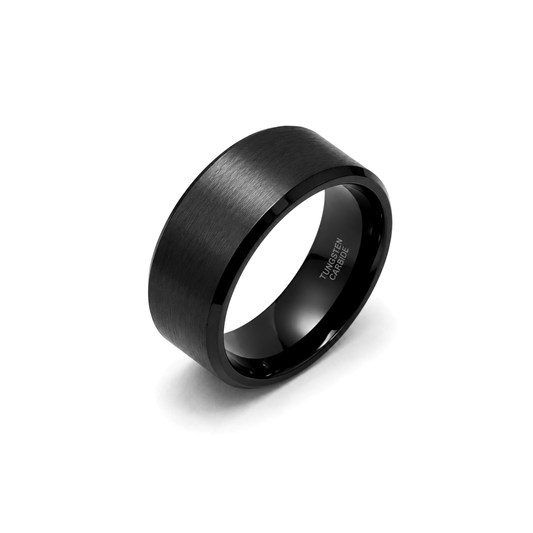 10mm Tungsten Wedding Ring Band in Black