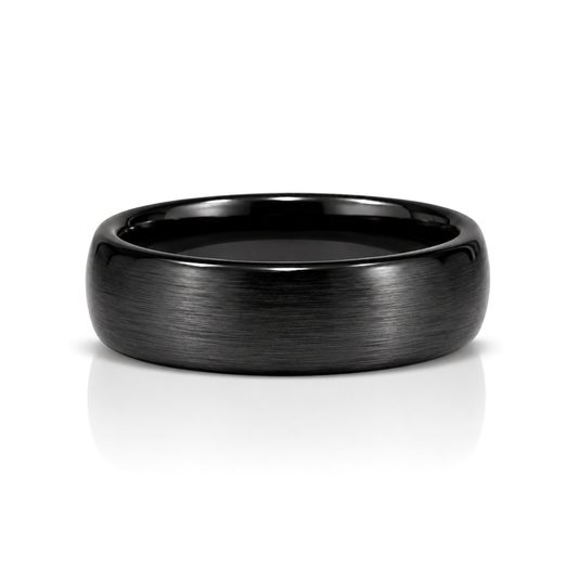 6mm Ceramic Wedding Ring Band in Black