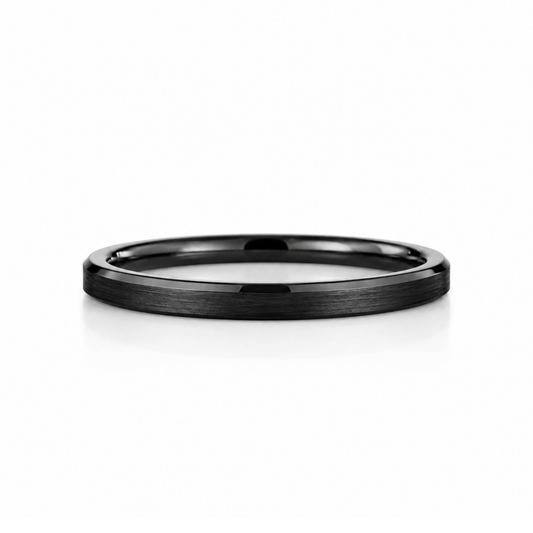 2mm Tungsten Wedding Ring Band in Black