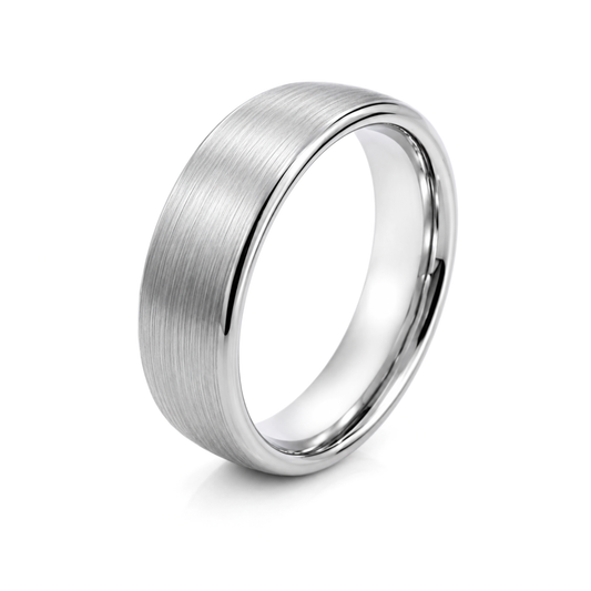 6mm Tungsten Wedding Ring Band in White