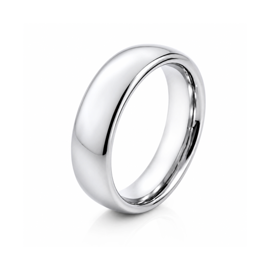 6mm Tungsten Wedding Ring Band in White