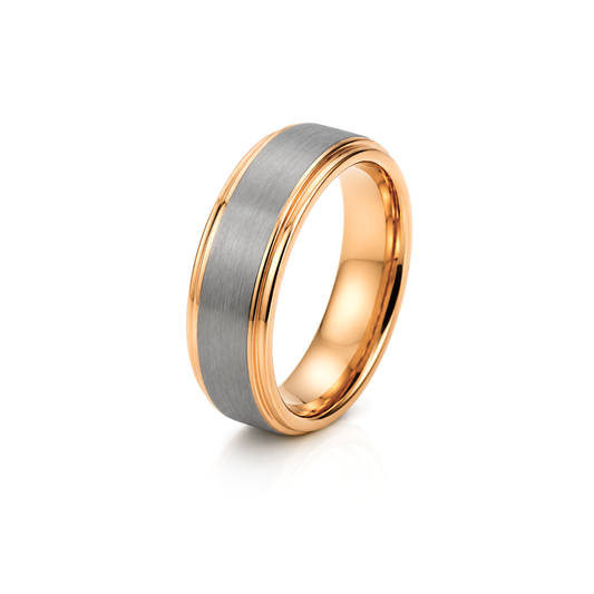 8mm Tungsten Wedding Ring Band in White and Rose Gold