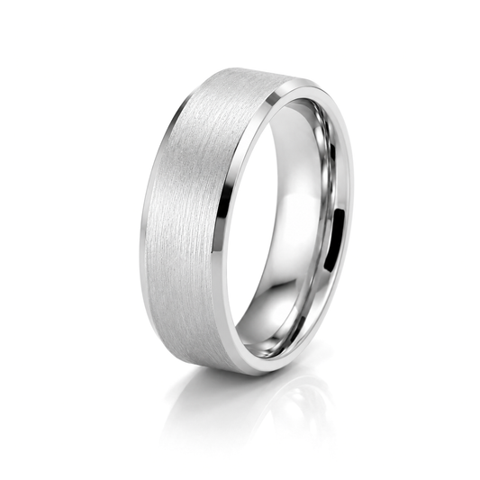 8mm Tungsten Wedding Ring Band in White
