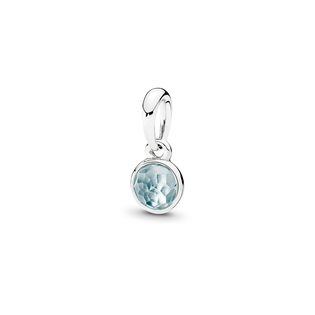 PANDORA March Birthday Droplet with Aqua Blue Pendant - 390396NAB(RETIRED)