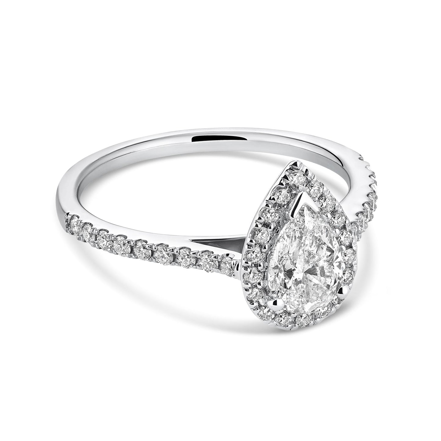 Pear Shape Halo Diamond Engagement Ring