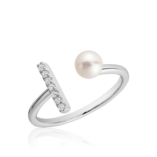Freshwater Pearl and Diamond Ring