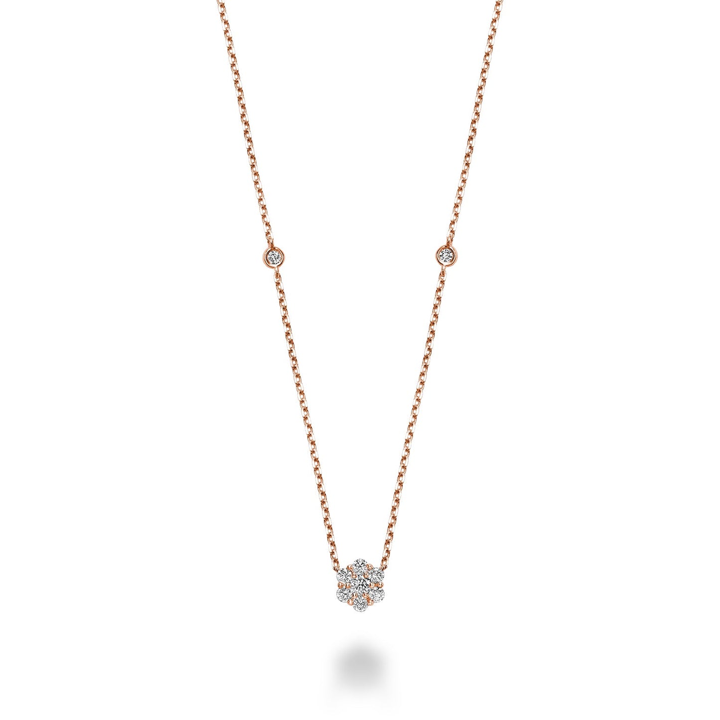Flower & Bezel Diamond Necklace