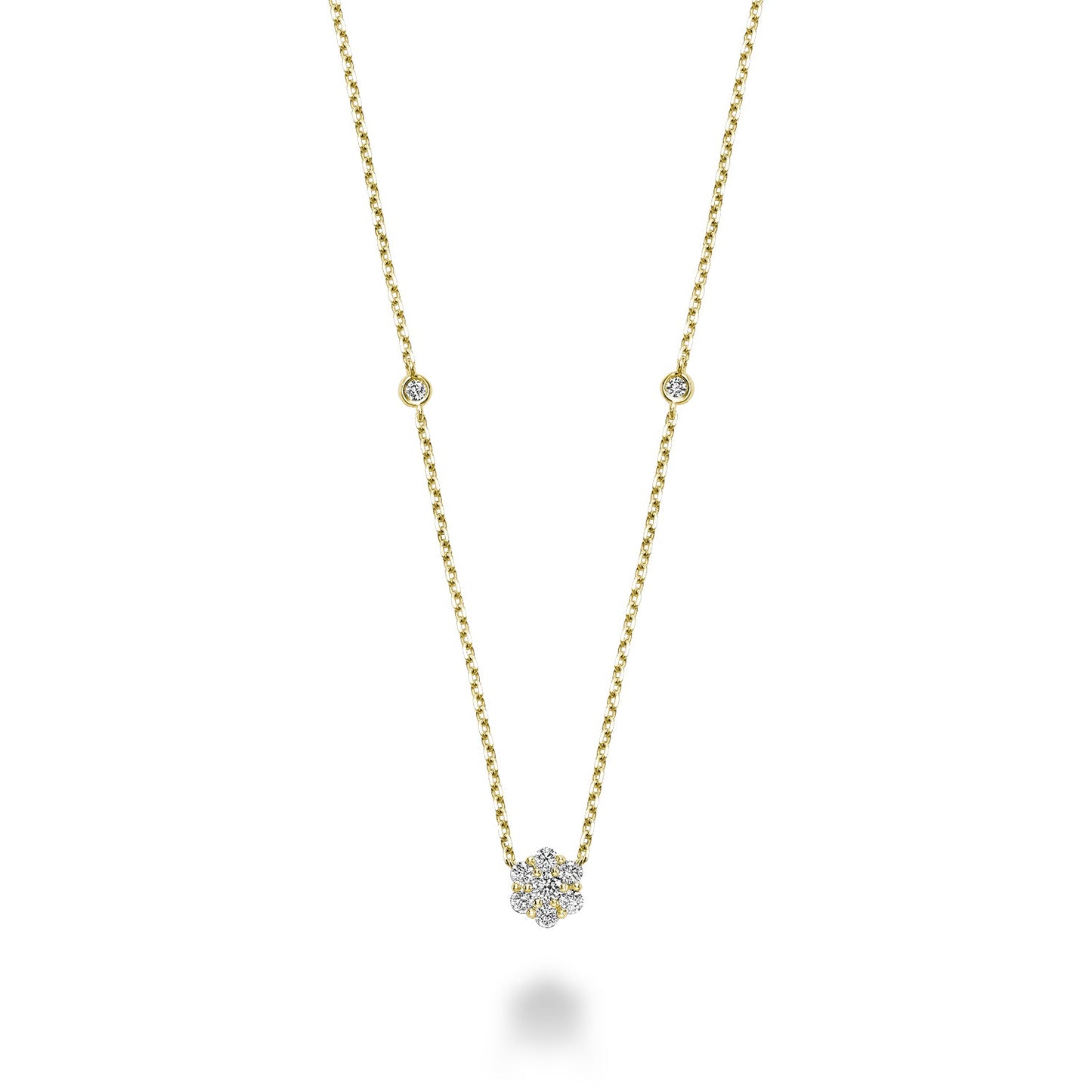 Flower & Bezel Diamond Necklace