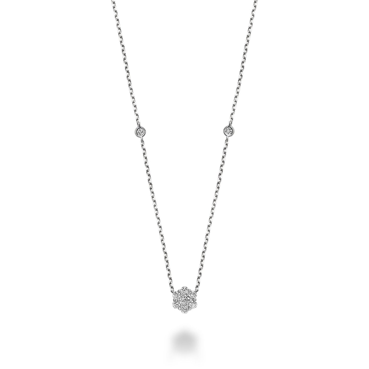 Flower & Bezel Diamond Necklace