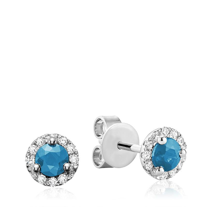 Precious Stone & Diamond Halo Stud Earrings