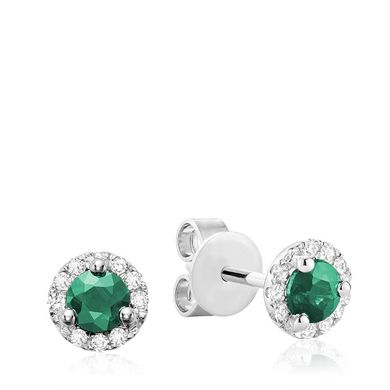 Precious Stone & Diamond Halo Stud Earrings