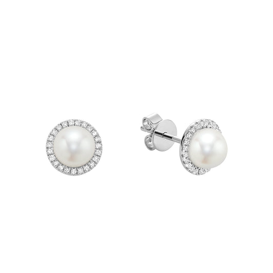 Freshwater Pearl & Diamond Earrings