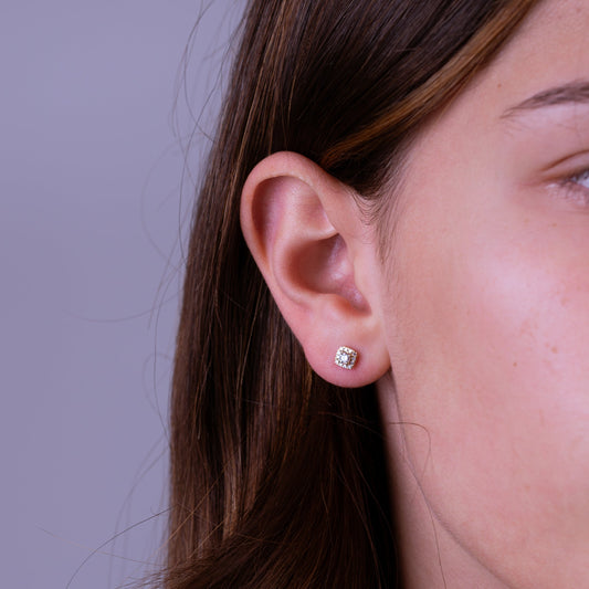 Cushion Mount Diamond Stud Earrings