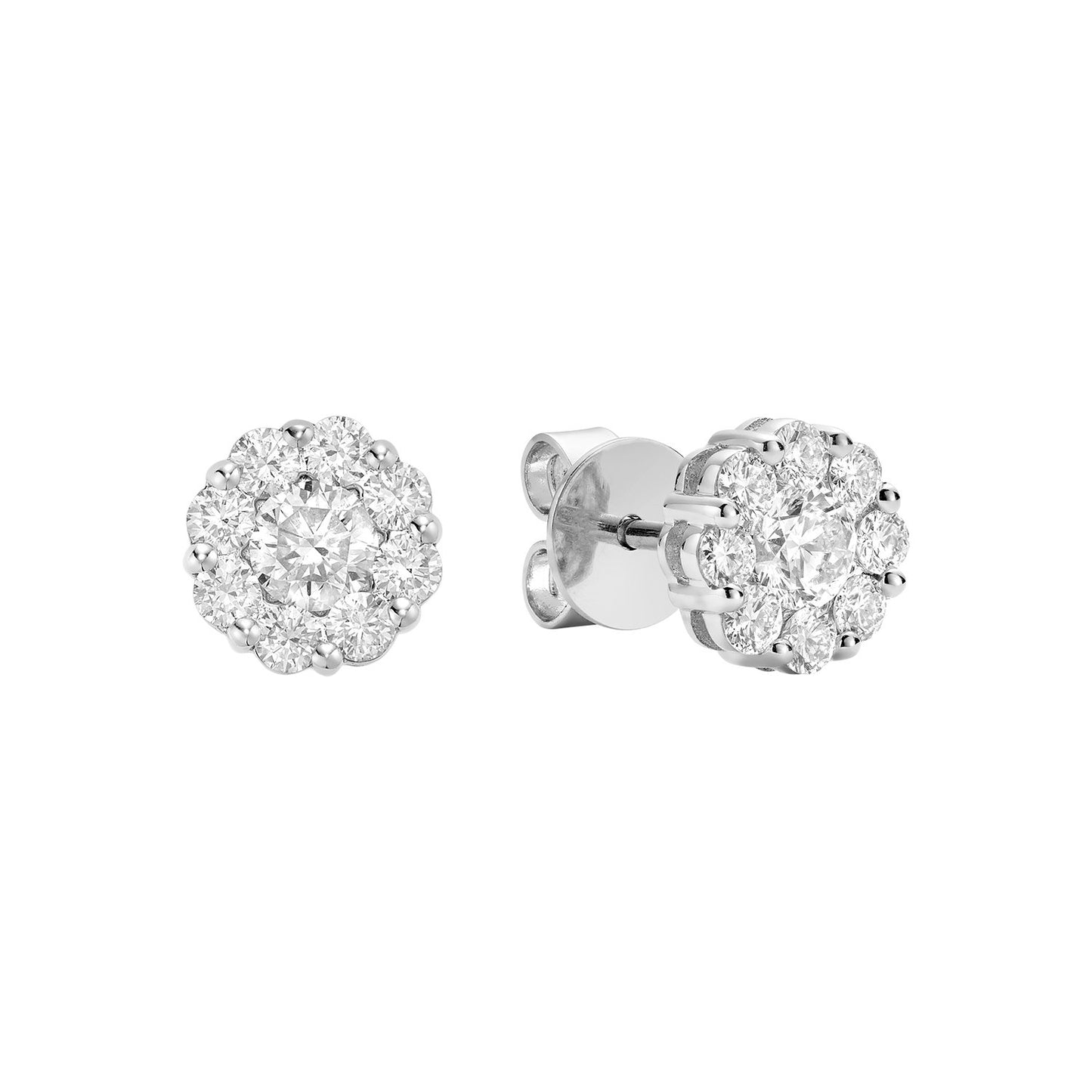 Cluster Diamond Stud Earrings