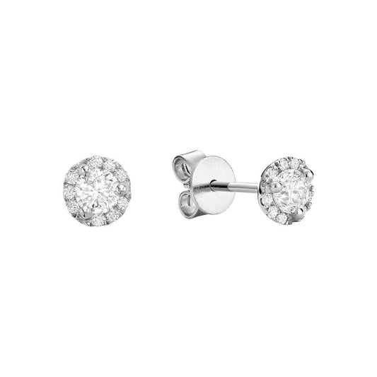 Martini Cup Diamond Halo Stud Earrings