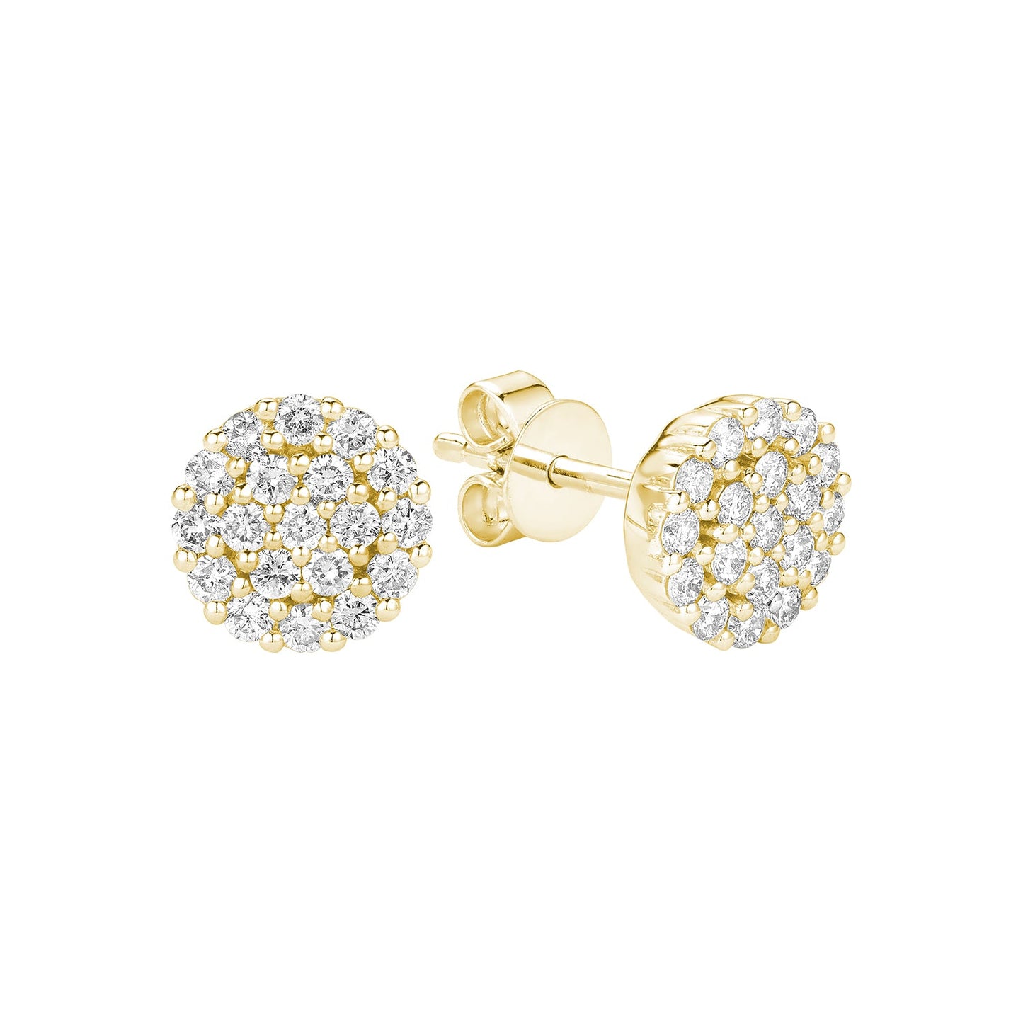 Round Pavé Diamond Stud Earrings