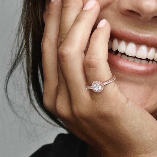 Classic Sparkle Halo Ring