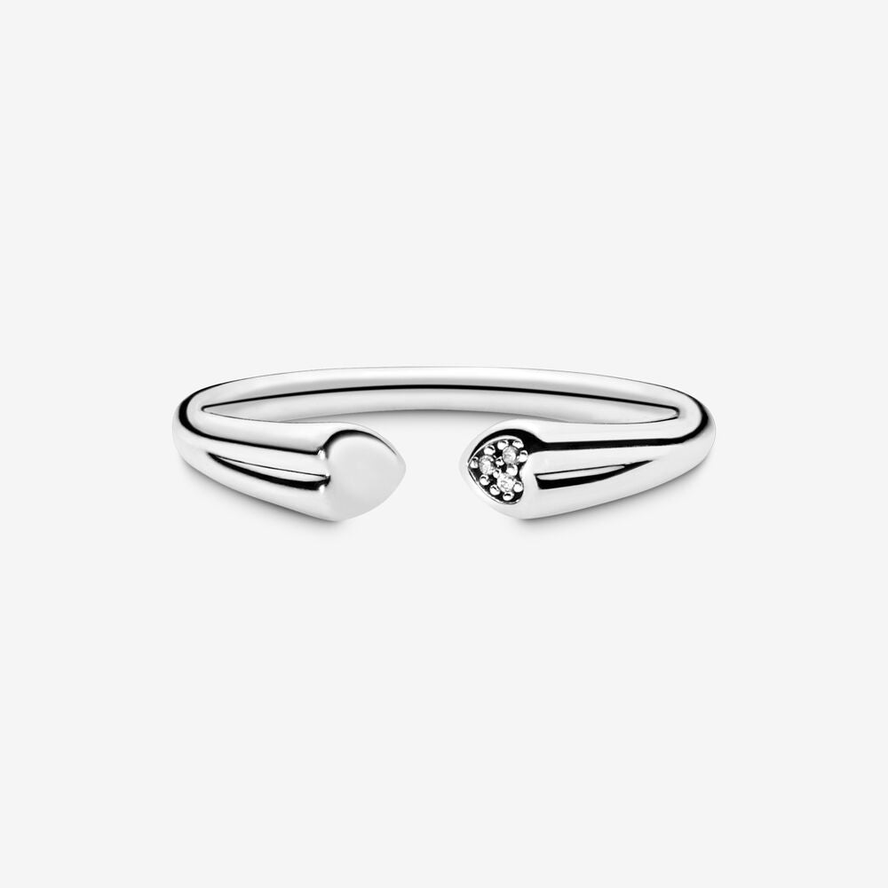 Pandora Polished Sparkling Hearts Open Ring 196572CZ