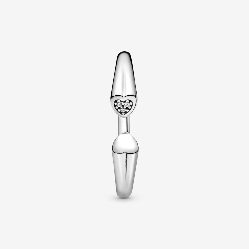 Pandora Polished Sparkling Hearts Open Ring 196572CZ