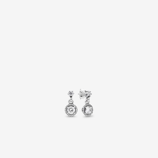 Pandora Round silver drop earrings with clear cubic zirconia 290594CZ