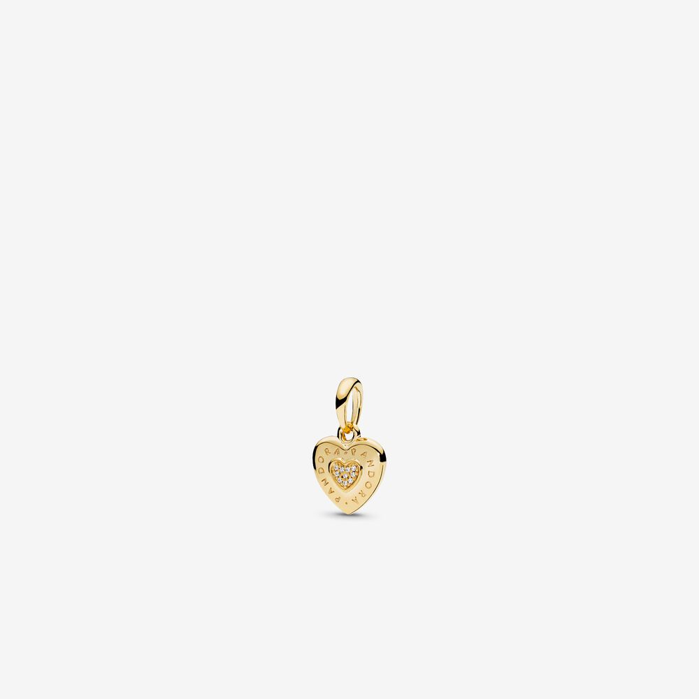 Pandora PANDORA Signature Heart Pendant, PANDORA Shineu2122 & Clear CZ 367376CZ