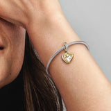 Shooting Star Hearts Double Dangle Charm Shooting Star Hearts Double Dangle Charm