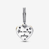 Shooting Star Hearts Double Dangle Charm Shooting Star Hearts Double Dangle Charm