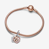 Two-tone Infinity Heart Double Dangle Charm Two-tone Infinity Heart Double Dangle Charm