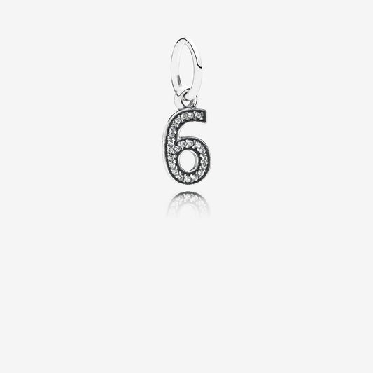 Pandora Number Six Pendant Charm 791344CZ