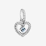 Pandora Aqua Blue Beaded Heart Dangle Charm 798854C01 Pandora Aqua Blue Beaded Heart Dangle Charm 798854C01