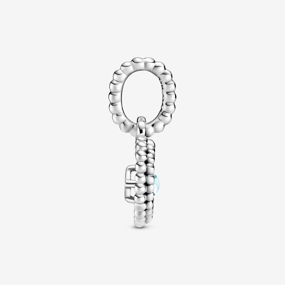 Pandora Aqua Blue Beaded Heart Dangle Charm 798854C01