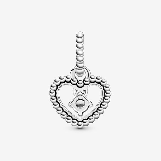 Pandora Milky White Beaded Heart Dangle Charm 798854C04