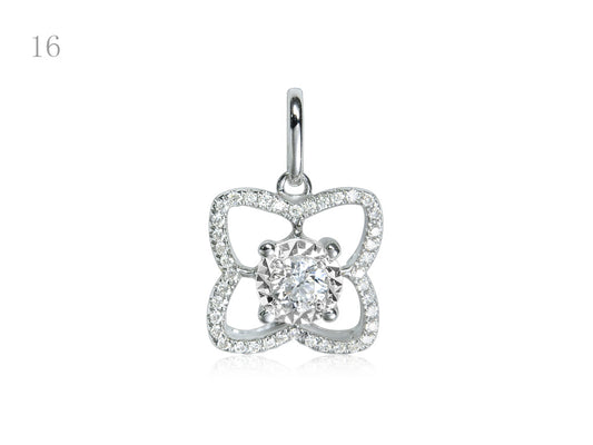 FLOWER SHAPED DIAMOND PENDANT IN 18k WHITE GOLD - 0.25ct