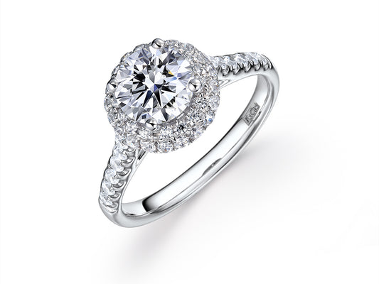 1.75ct VS2 I Round Brilliant Cut Lab-Grown Halo Diamond Ring in 18k White Gold