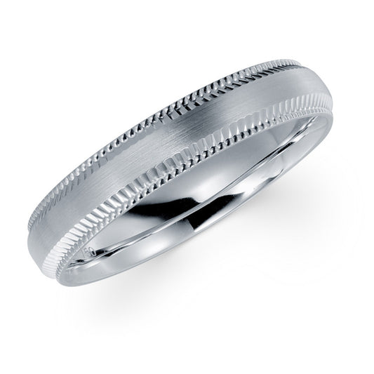 MILGRAIN EDGE WEDDING RING IN 18KT WHITE GOLD (4mm)