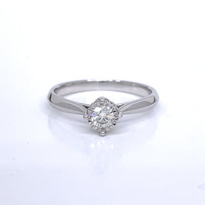 0.19ct Petite Diamond with Diamond Cut Gold Halo Engagement Ring in 18k