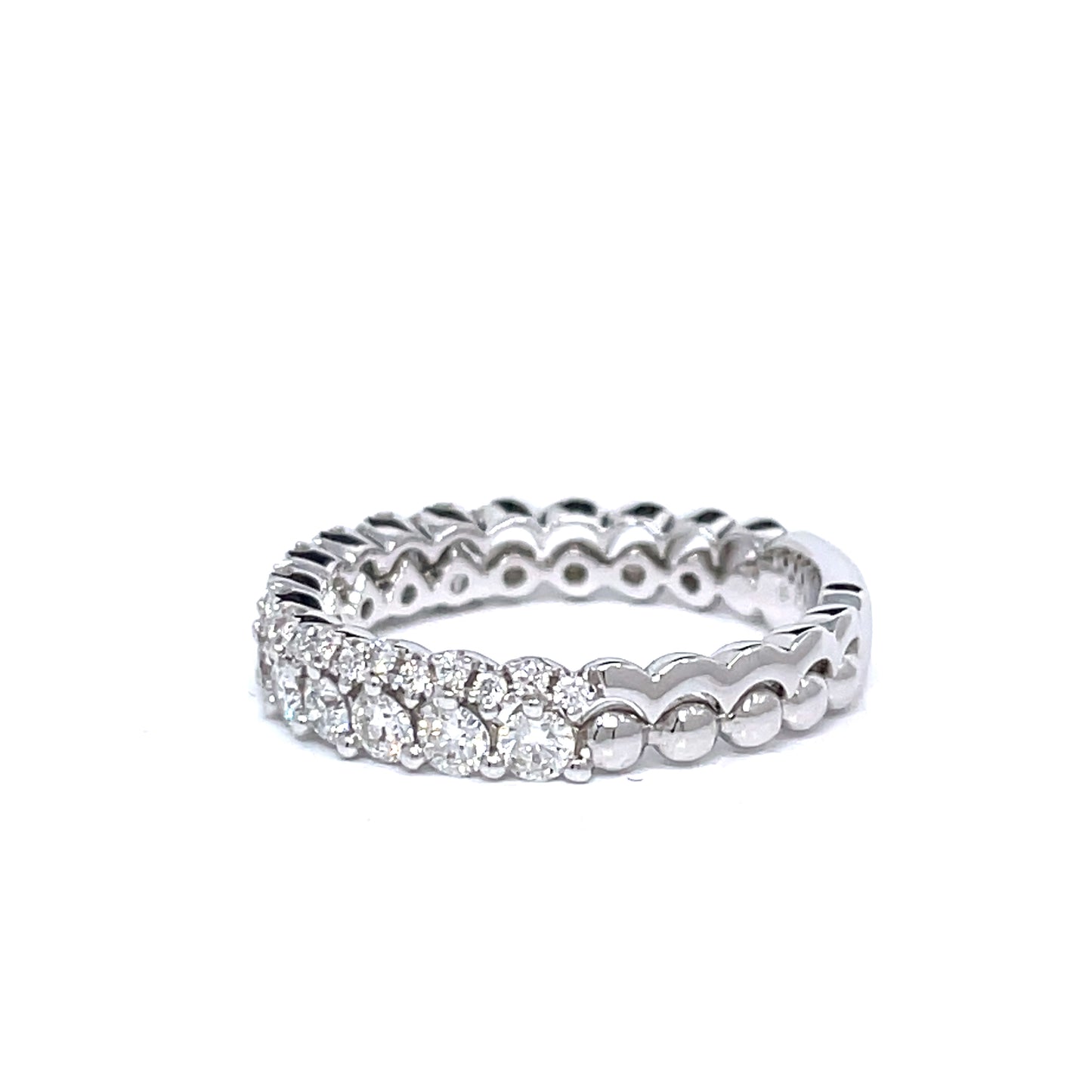 Double Row Semi-Eternity Diamond Ring in 18k White Gold