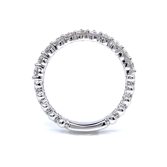 Double Row Semi-Eternity Diamond Ring in 18k White Gold