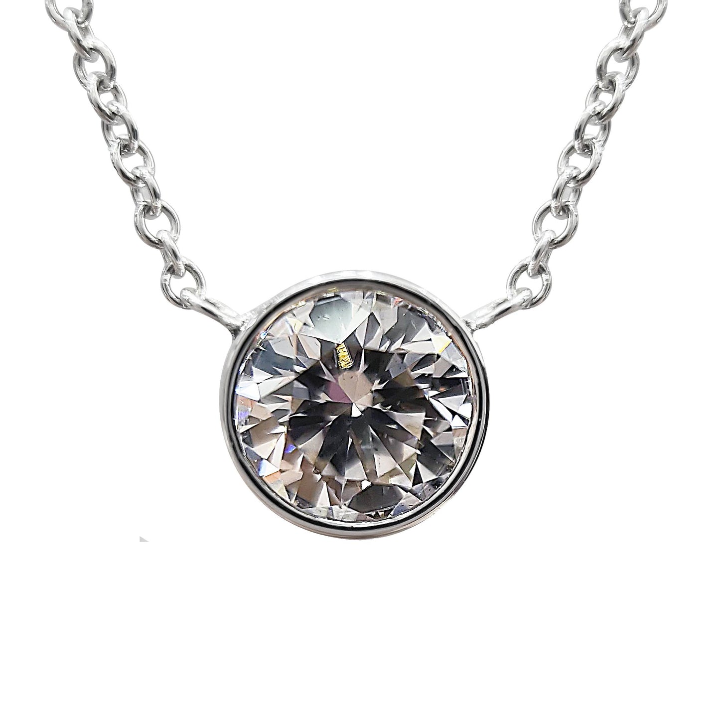 1.15ct Lab Grown Diamond Solitaire Bezel-set Necklace in 14K White Gold