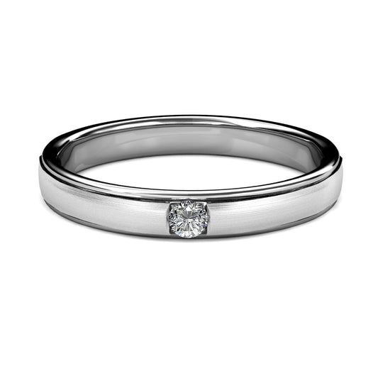 BEZEL SET SINGLE DIAMOND RING IN 18K WHITE GOLD