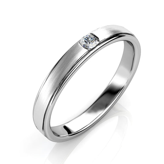 BEZEL SET SINGLE DIAMOND RING IN 18K WHITE GOLD