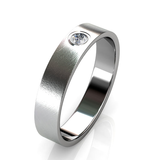 BEZEL SET SINGLE DIAMOND RING IN 18K WHITE GOLD