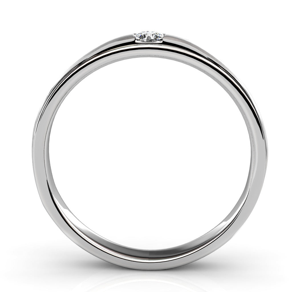 BEZEL SET SINGLE DIAMOND RING IN 18K WHITE GOLD