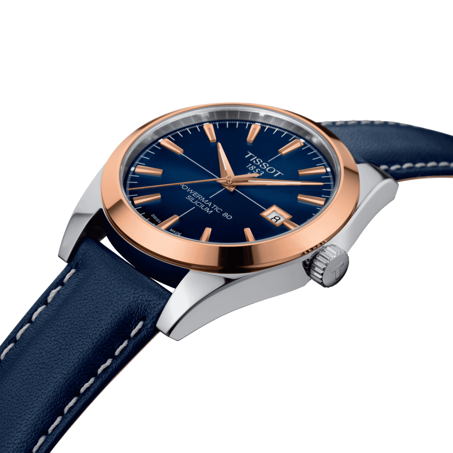 Tissot Gentleman Powermatic 80 Silicium Solid 18K Gold bezel T9274074604100