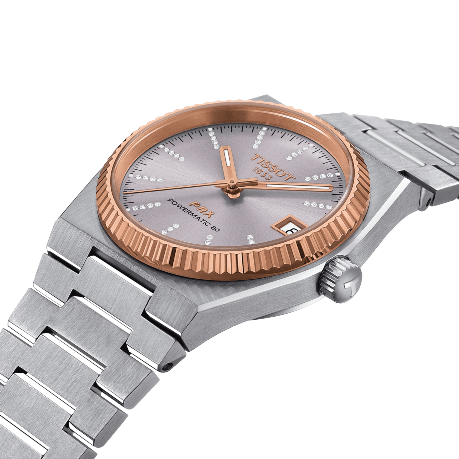 TISSOT PRX 35mm POWERMATIC 80 STEEL & 18K GOLD BEZEL T9312074133600