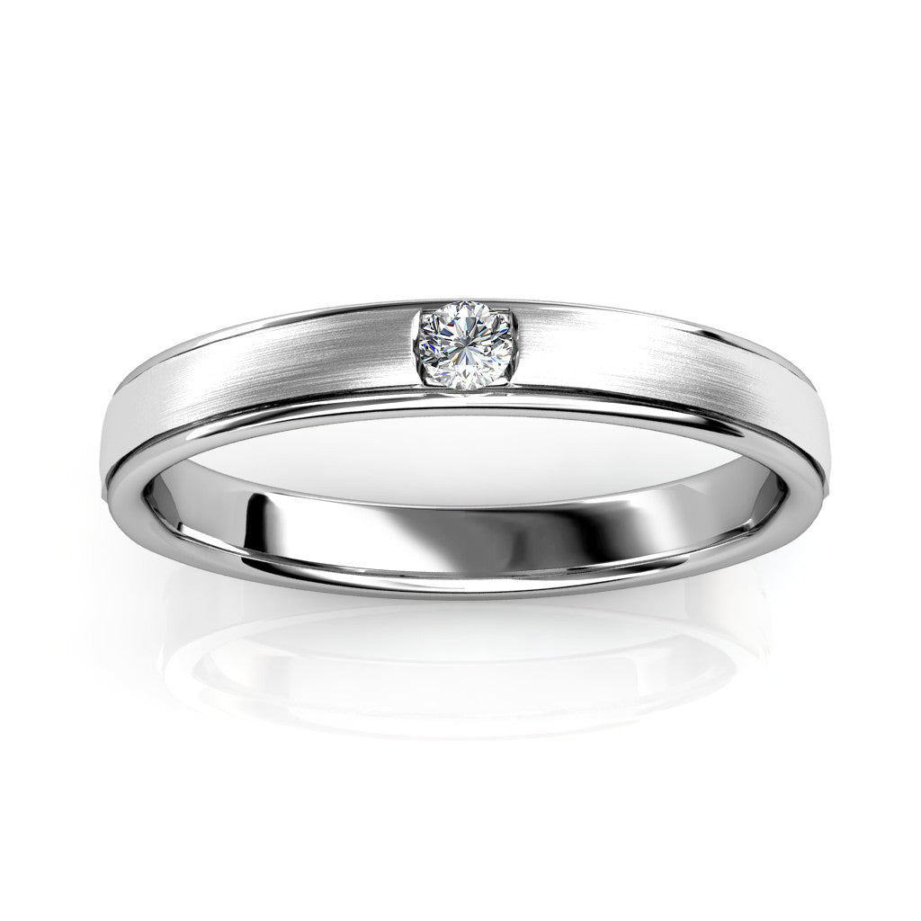 BEZEL SET SINGLE DIAMOND RING IN 18K WHITE GOLD