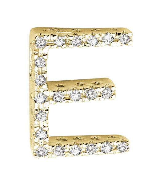 DIAMOND BLOCK "E" INITIAL IN 14KT