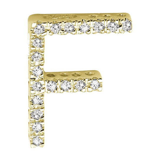 DIAMOND BLOCK "F" INITIAL IN 14KT